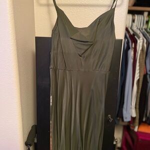 Anthropologie Spaghetti Strap Olive Green Dress
